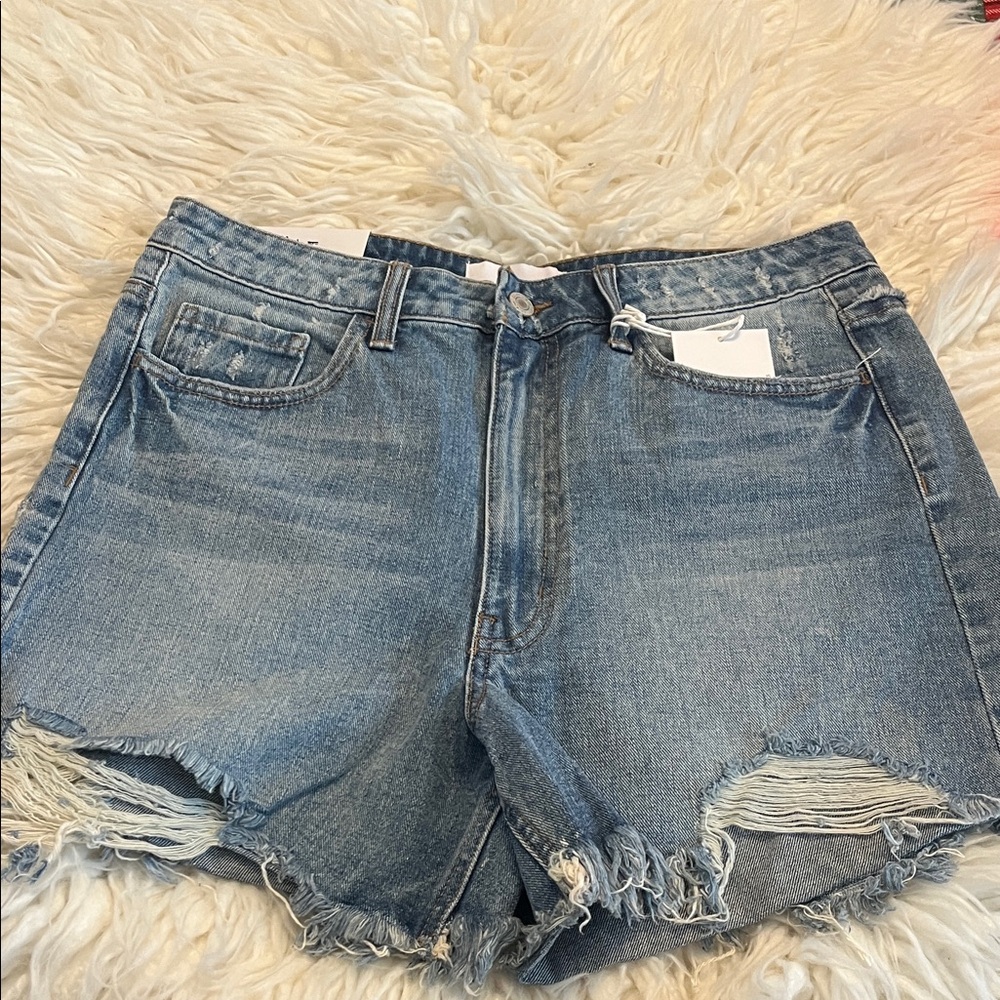 NWT Women's Vervet Blue Jean Sienna Super high rise Shorts size Large - Picture 2 of 10